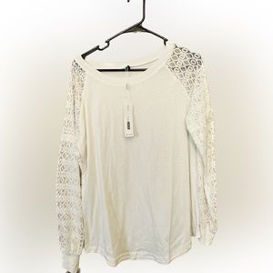 LAISHEN Womens Long Sleeve Lace Tops, size L